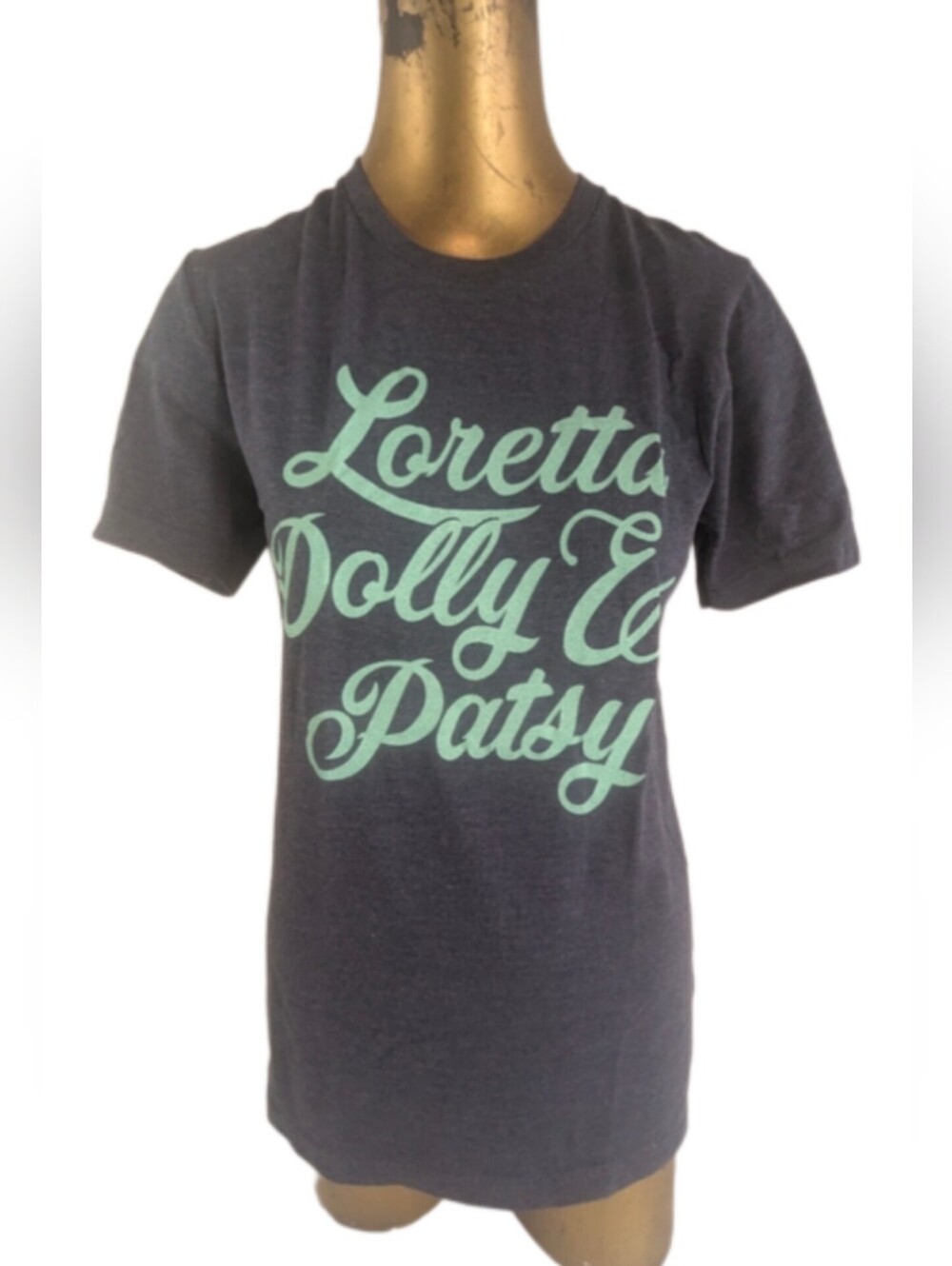 Loretta, Dolly & Patsy Country Music Royalty Grey Tee Blue Graphics Small
